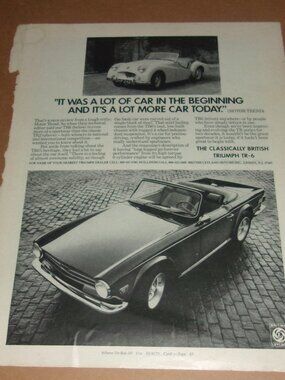 British Triumph TR-6 Full Page Advertisement